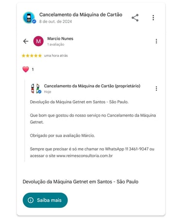 Devolucao da Maquina Getnet em Santos Sao Paulo