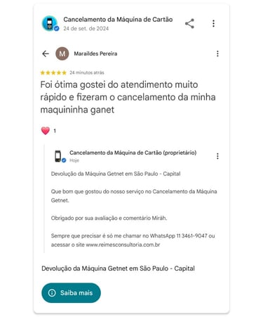 Devolucao da Maquina Getnet em Sao Paulo Capital