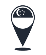 icon of pined location with Singapore flag inside