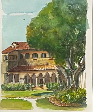 Deering Estate, main building , at a  sunny morning