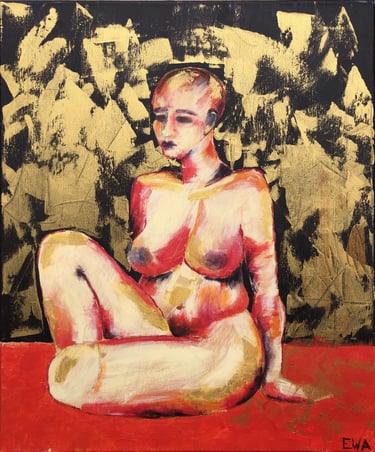 a painting of a mid size woman 