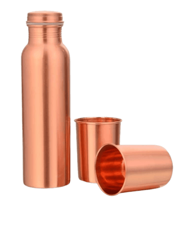 Plain Copper Bottle and Glass Gift Set – Wholesale Export India