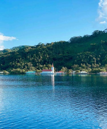 Small church by the water in Taha'a, French Polynesia.