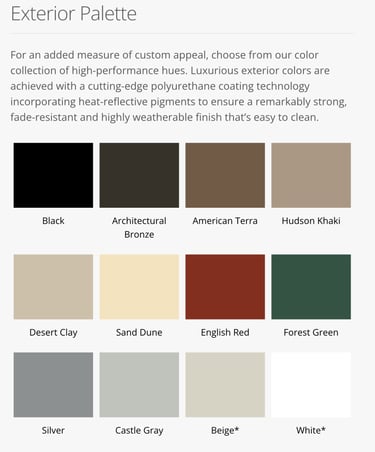Exterior window color options