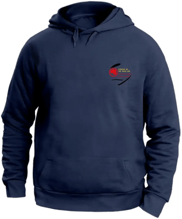 felpa con  cappuccio front  navy con logo storiesofthedojo.com