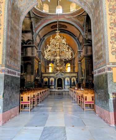 interior entry of the Higia sophia cathedral in Thessaloniki greece