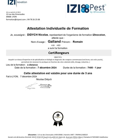 certification spécialiste de la dératisation a nice