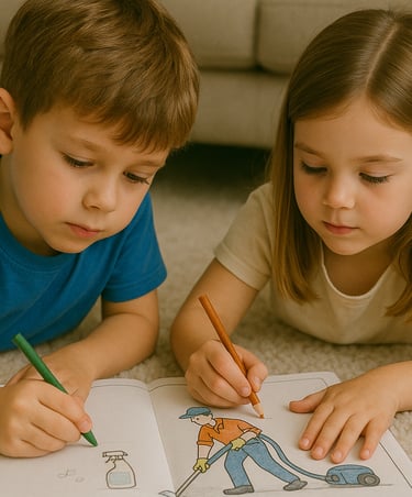 Boy and Girl Coloring on King Organic Clean Coloring book