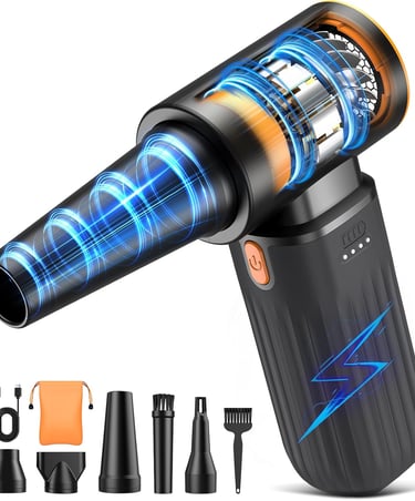 Compressed Air Duster, 260000RPM Cordless Electric Air Blower with Brushless Motor, 3-Speed Adjustab
