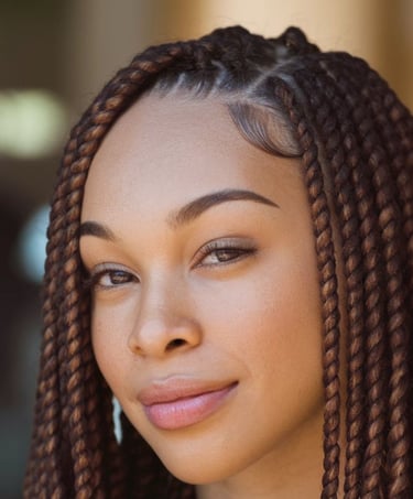 A crisp, close-up shot captures the intricate detail and precision of a woman’s mini rope twists, showcasing the neatness and