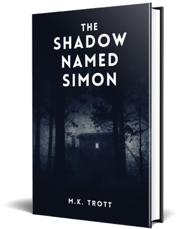 A black book cover featuring a house located in a deep dark forest