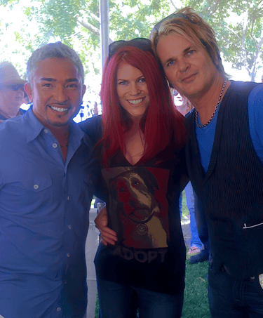Cesar Millan The Dog Whisperer, reality star and dog rescuer Lacey Sculls, and Poison's Rikki Rocket