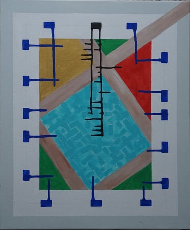 Kevo 2022 Painting/Canvas/Acrylic/Semiotic Expressionism/ "The Gentrification Chip"