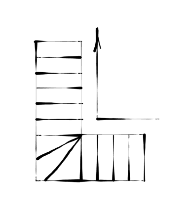 L formos laiptų eskizas