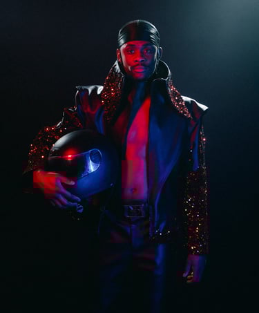 Värikäs ja himmeä muotokuva miehestä muotivaatteissa