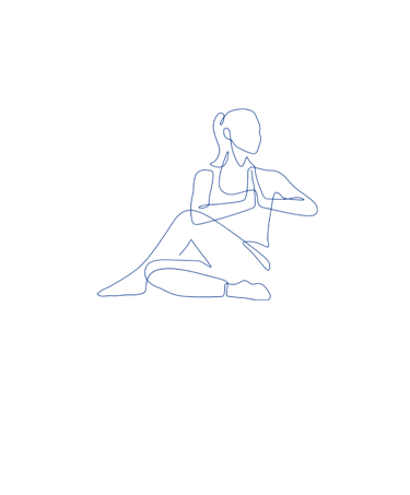 Line drawing of woman in gentle yoga pose symbolizing mindful movement