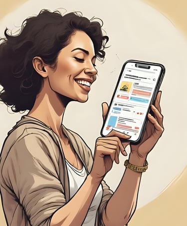 illustration entrepreneuse ravie de ses designs en ligne