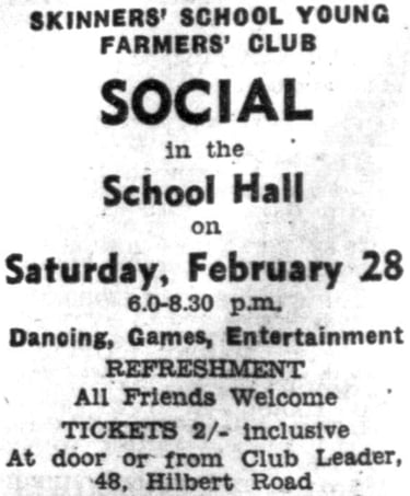 Skinners’ School Young Farmer’ Club, 48 (70) Hilbert Road, Tunbridge Wells TN2 3SB