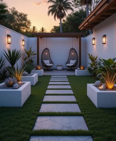 çim uygulaması tamamlanmış modern peyzaj alanı