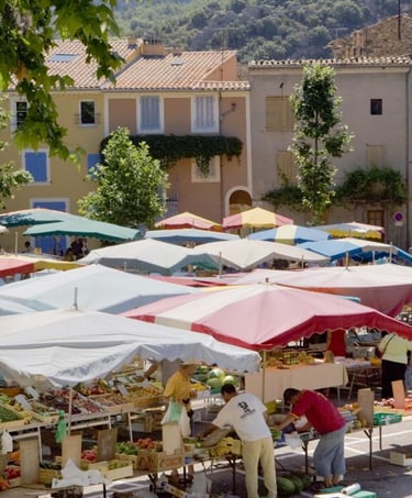 Le marché de Saint-Paul-Trois-Châteaux non loin du mas de l'Enclos du Soleil le Vent
