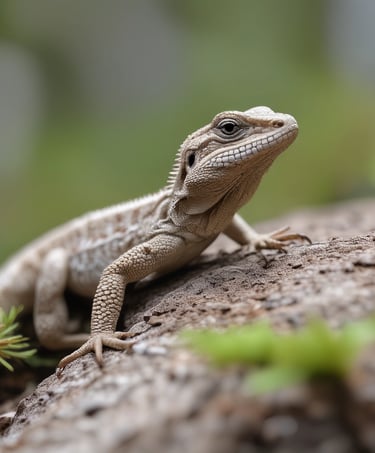 A vibrant green iguana perched on a branch.
