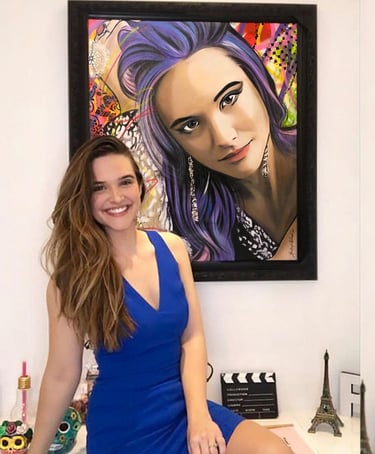 Rosto de uma moça em estilo Pop-Art. Juliana Paiva