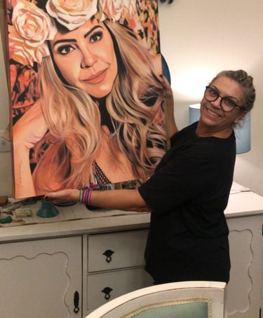 Artista plástico Sérgio Astral, pintando um quadro