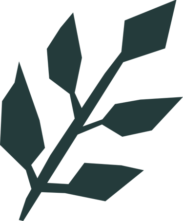 Woodcut of a branch with leaves.