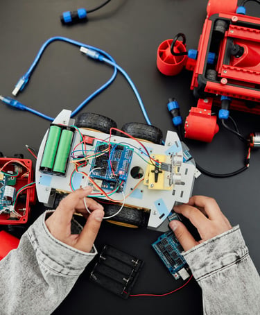 a person holding a remote control car