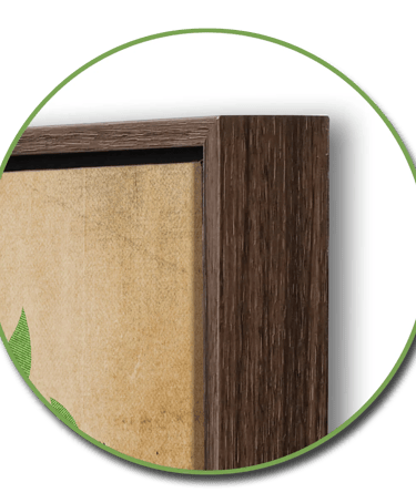 Close up view of gallery wrapped canvas in a float frame