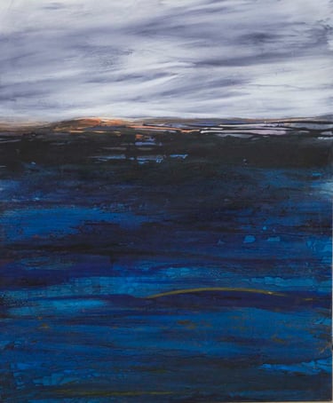 Mediterranean Sea #3, Acrylic on Canvas, 90X130 cm, 2020 by the Palestinian artist Rafat Asad 