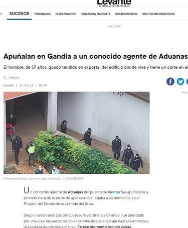 noticia la policia busca el arma de la agresion contra Andrés Román empresario aduanas Gandía