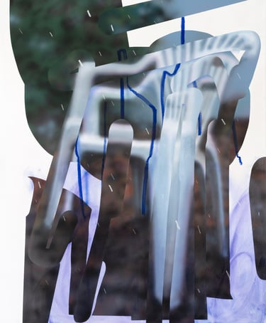 A painting depicting a white plastic chair — ordinary, utilitarian, yet quietly iconic.