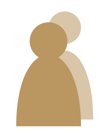 Minimalist beige and tan profile icons representing community, team collaboration.