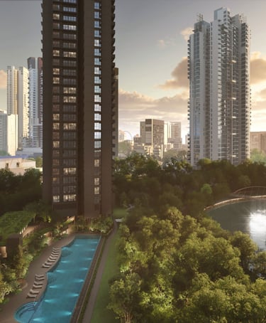 Sleek twin 36-storey luxury residential towers of River Modern fronting the Singapore River
