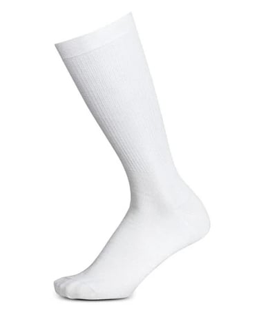 White crew SPARCO sock made of ribbed cotton for comfort and sports performance.