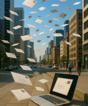 Envol de courrier lors d'un publipostage par mailing créé par Diginoman pour votre communication