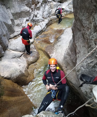 Rappels au canyon de la Rouanette, Jas Cerisier, canyon Champsaur, Serre-Ponçon, Hautes-Alpes