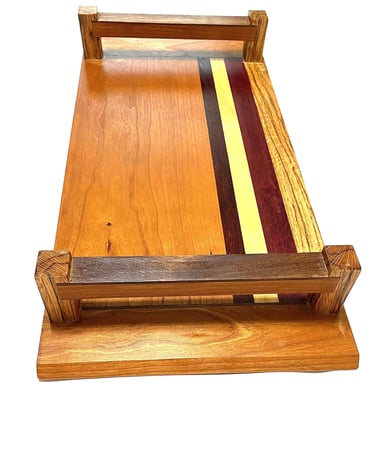  Serving Tray, Decorative Serving, Coffee Organizer Trays & Platters. Cherry,Black Walnut, 