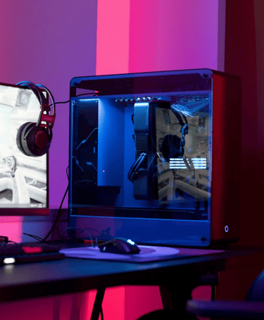 High-performance gaming setup with mood lighting