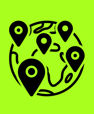 globe with multiple pin locations icon