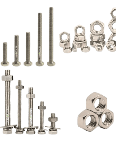 Stainless steel carriage bolts with nuts