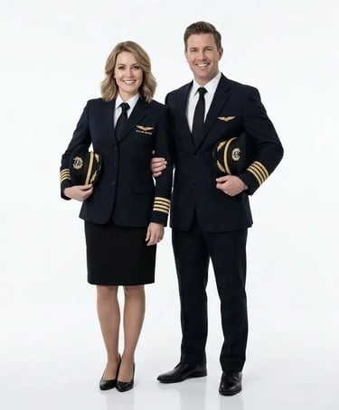 dos pilotos de avión con uniforme