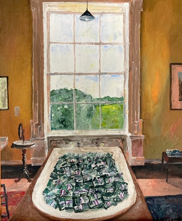 a bathtub full of cash