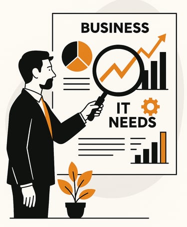 Independent IT consultant analysing business needs and operations before recommending suppliers