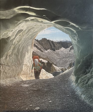 Tableau peinture à l'huile - Le passage (Chamonix, Aiguille du Midi)