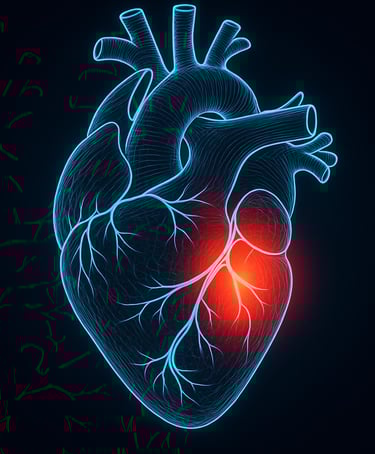Ilustración de un corazón resaltado, representando el diagnóstico cardiaco por ecocardiografía