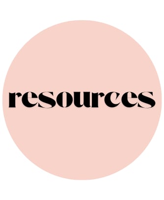 peach circle with the word resources