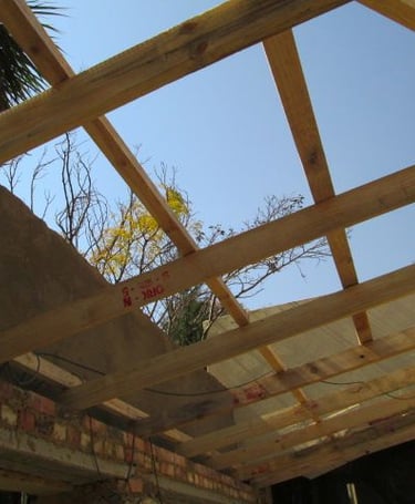 Construction of new roof structure after removal of damaged structure Krugersdorp Environmental Pro Construction