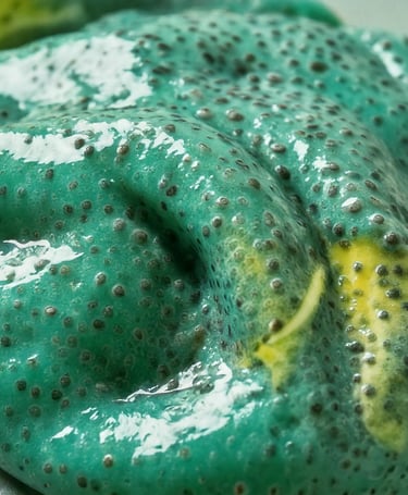 chia seed slime colored with foodcoloring